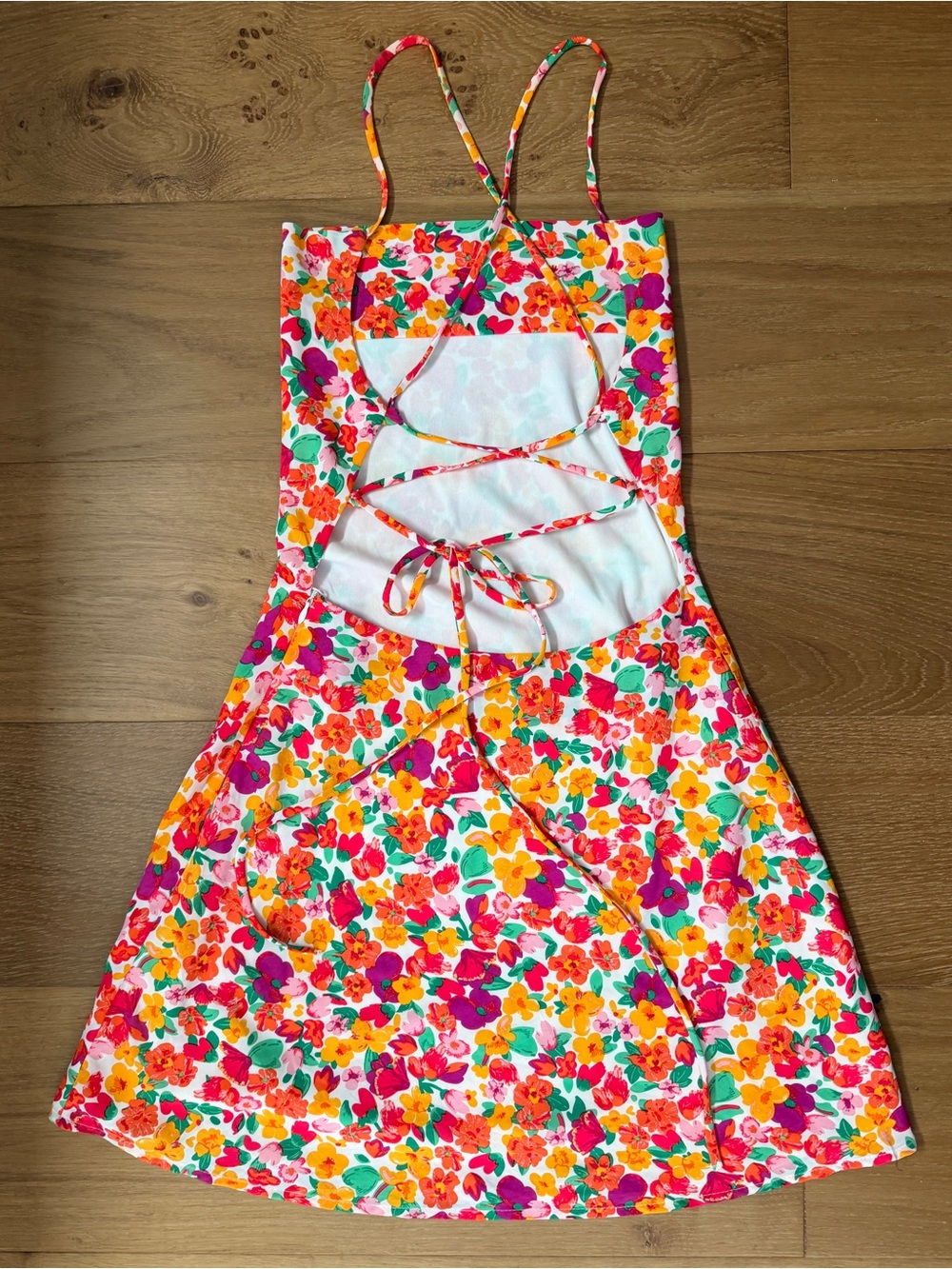 Princess Polly Tropical Floral Halter Crossback Tie Mini Dress Women's 4 EUC - Picture 2 of 8